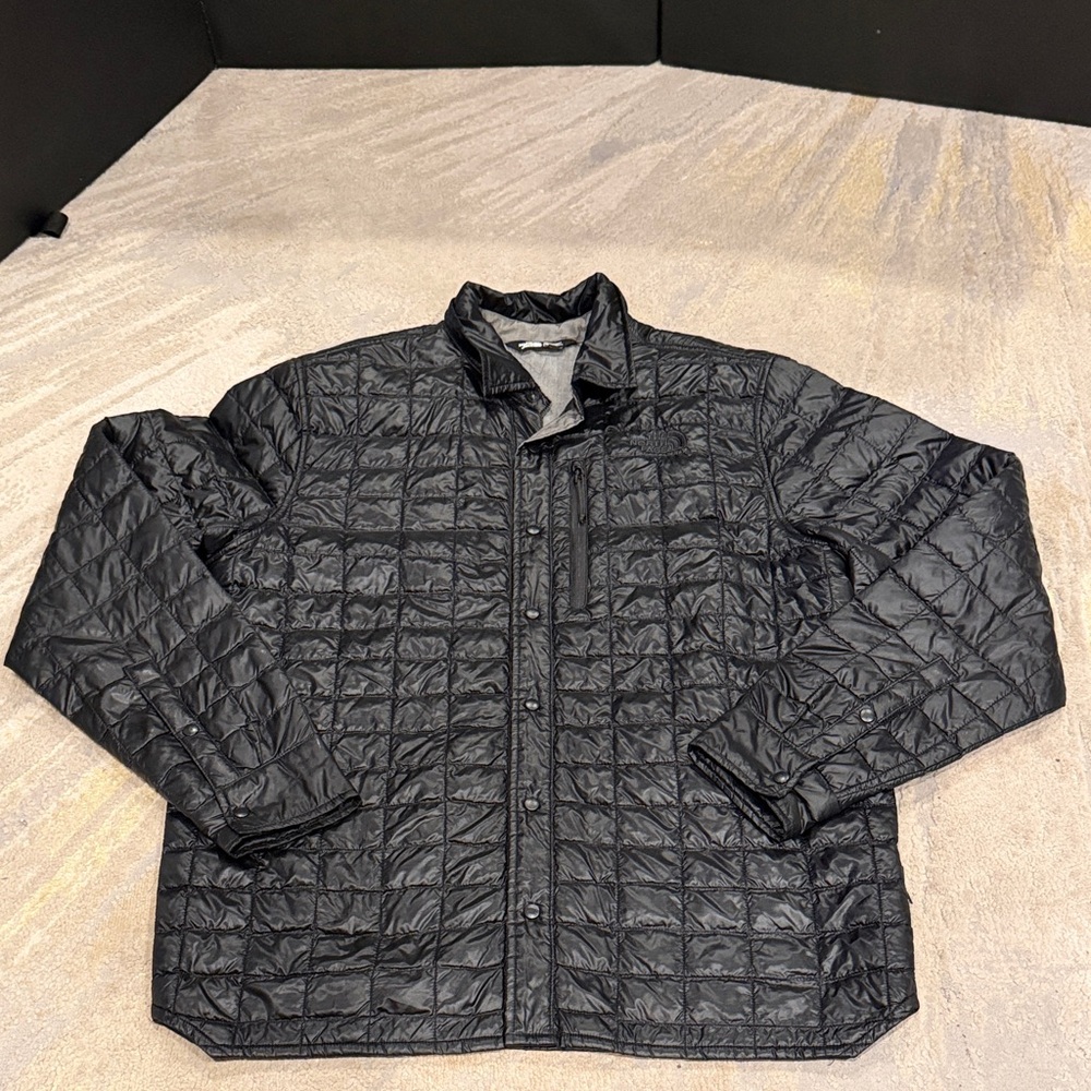 North Face Thermoball Jacket Mens Large black Puffer Shirt Shacket Snap Button